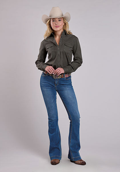 Roper Women's Black Garment-Dyed Western Shirt - view 2