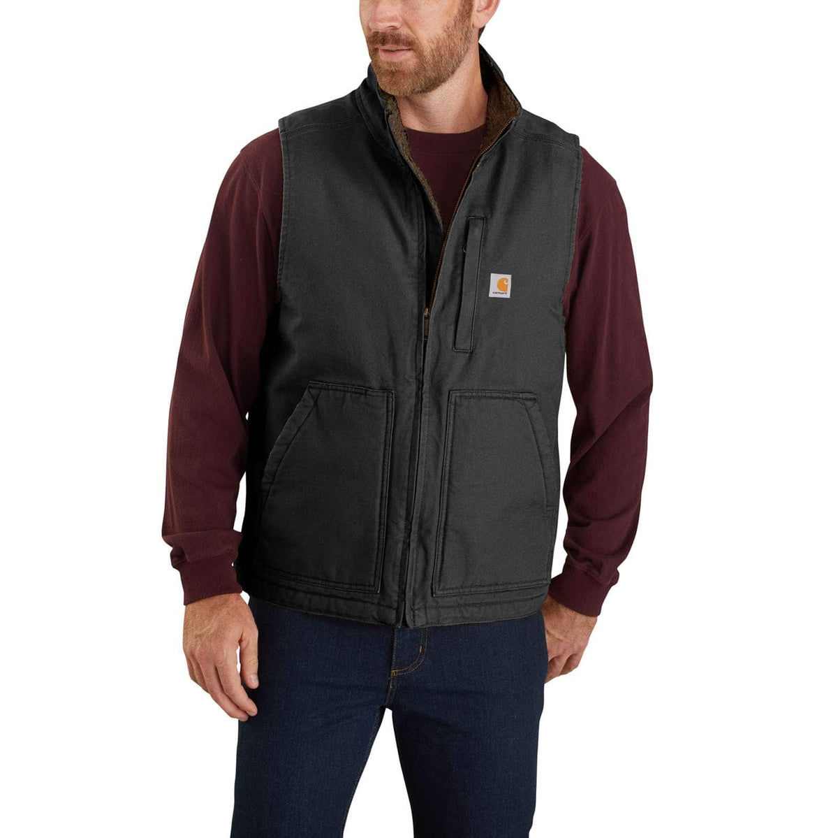 Carhartt Mock-Neck Sherpa-Lined Vest 104277 Black