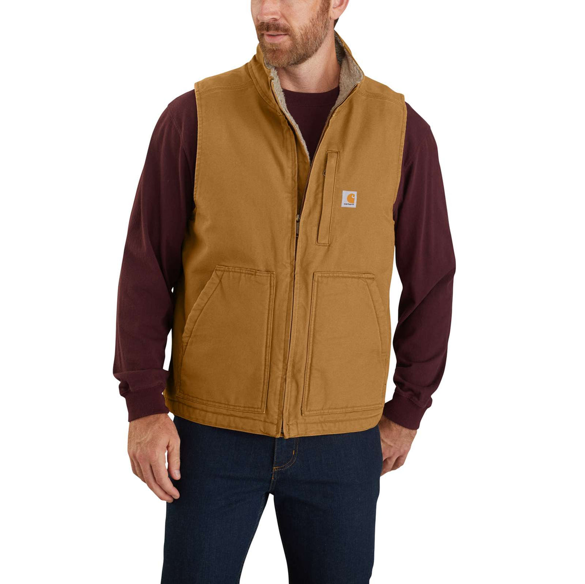 Carhartt Mock-Neck Sherpa-Lined Vest 104277 Carhartt Brown