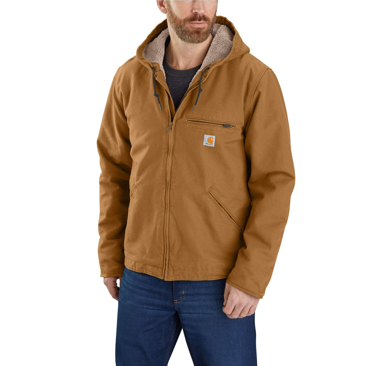 Carhartt Men's Sierra Sherpa-Lined Jacket, Carhartt Brown – front