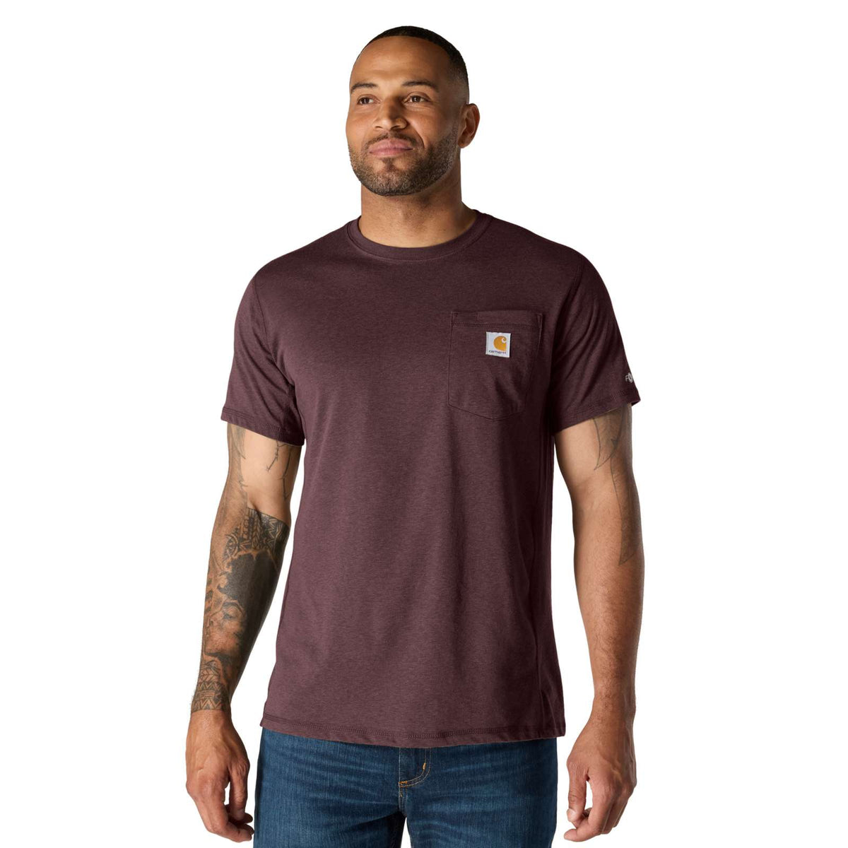 Carhartt Force Relaxed Fit Short-Sleeve Pocket T-Shirt 106652 Deep Cherrywood Heather