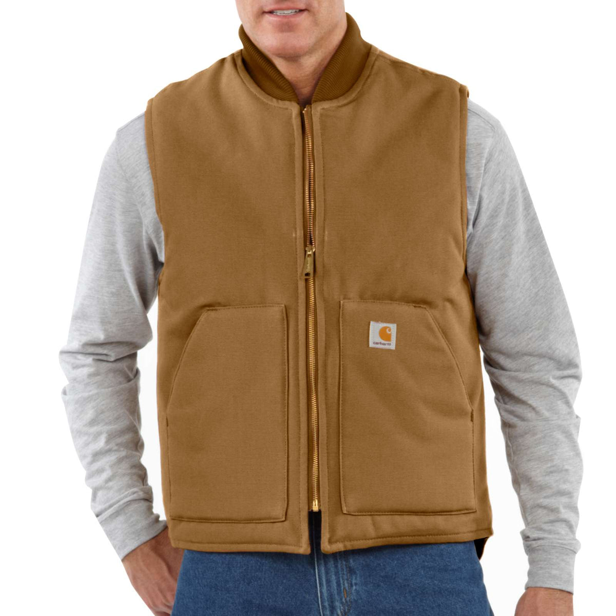 Carhartt Relaxed Fit Firm Duck Insulated Rib Collar Vest 106676 Carhartt Brown