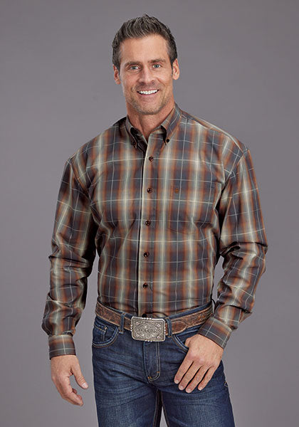 Stetson Men's Brown Plaid Long Sleeve Shirt - view 1