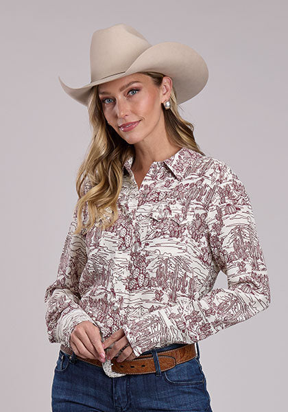 Stetson Women's Desert Toile Print Shirt White 11-050-0590-3004 WH - view 1