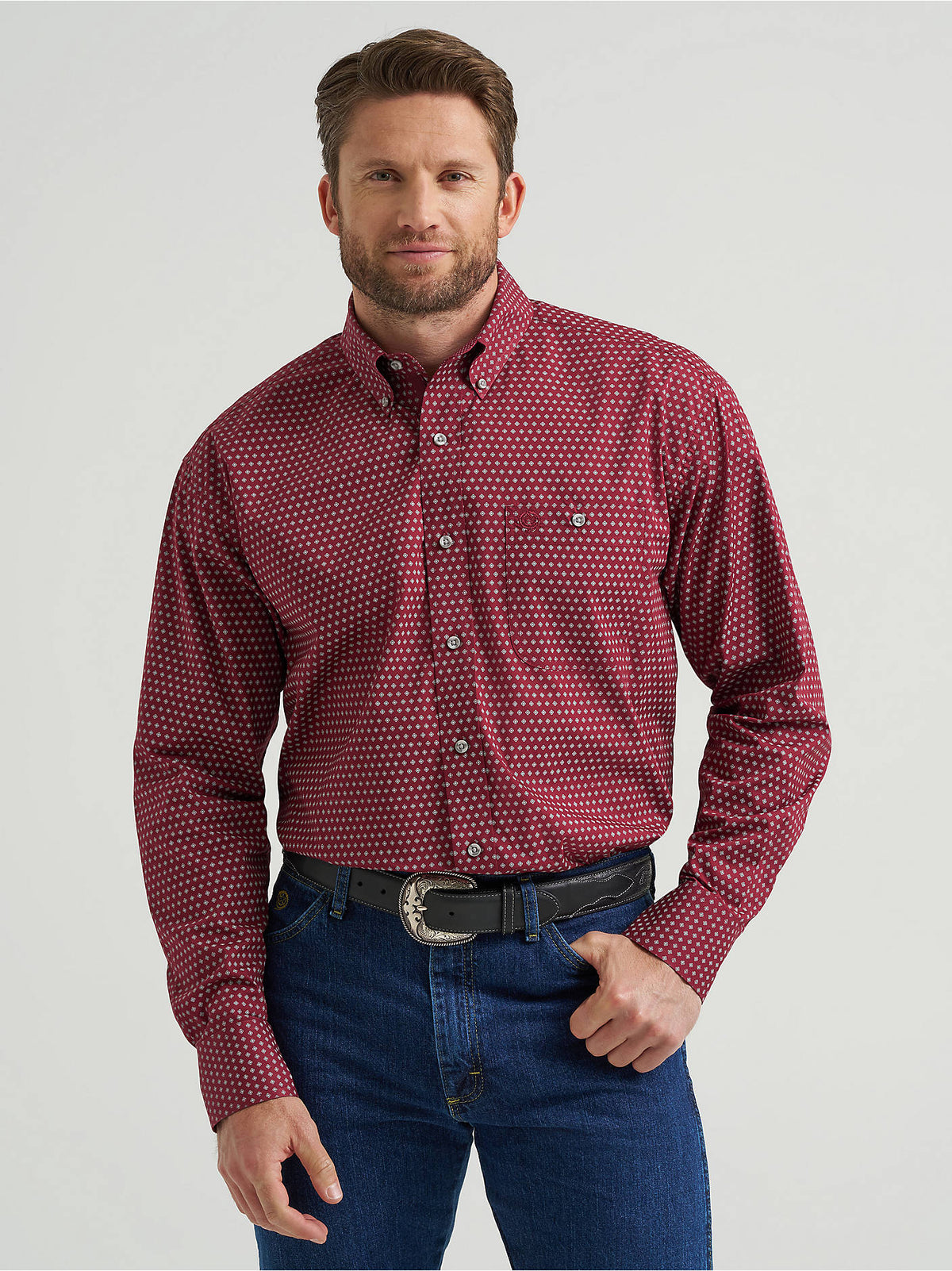 Wrangler Mens Burgundy Print 112369639 - view 1
