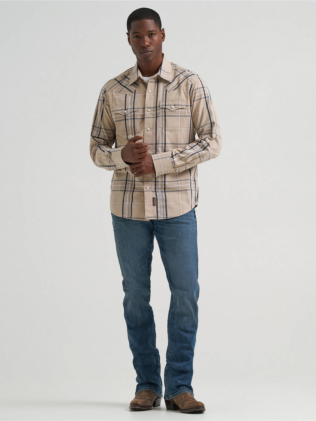 Wrangler Mens Tan Plaid 112378798 - view 2