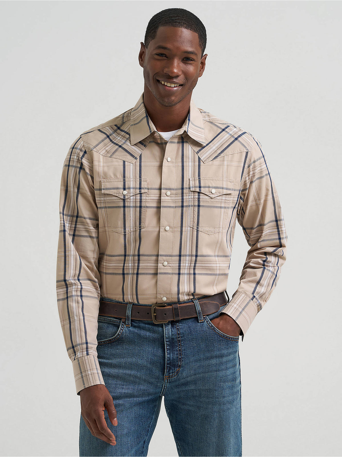 Wrangler Mens Tan Plaid 112378798 - view 1