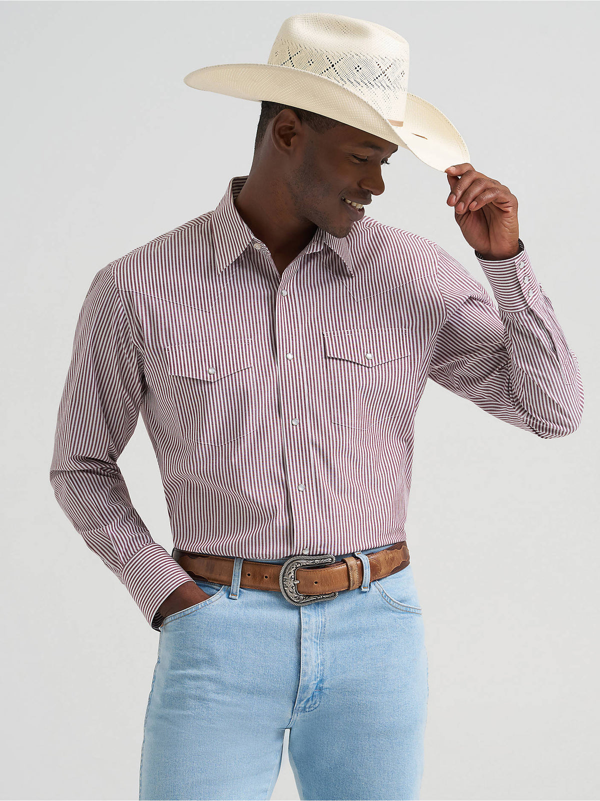 Wrangler Mens Burgundy Stripe 112379033 - view 1
