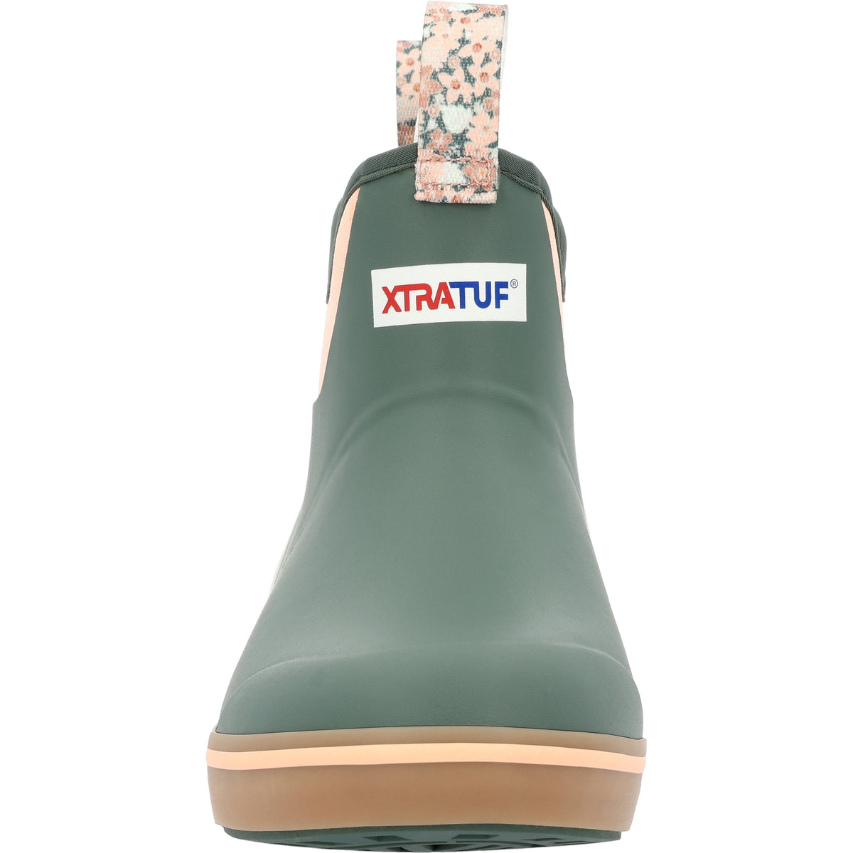 Front view of the XtraTuf Women's Ankle Deck Boot in garden green.