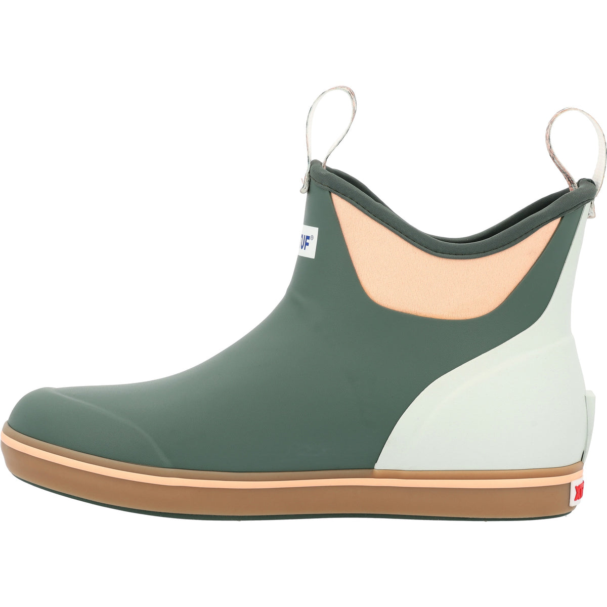 Instep profile of the XtraTuf Women's Ankle Deck Boot in garden green.