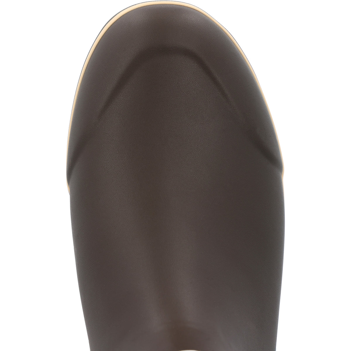 Top-down birdseye view of the XtraTuf Men's Ankle Deck Boot in chocolate tan showing the wide opening and footbed.