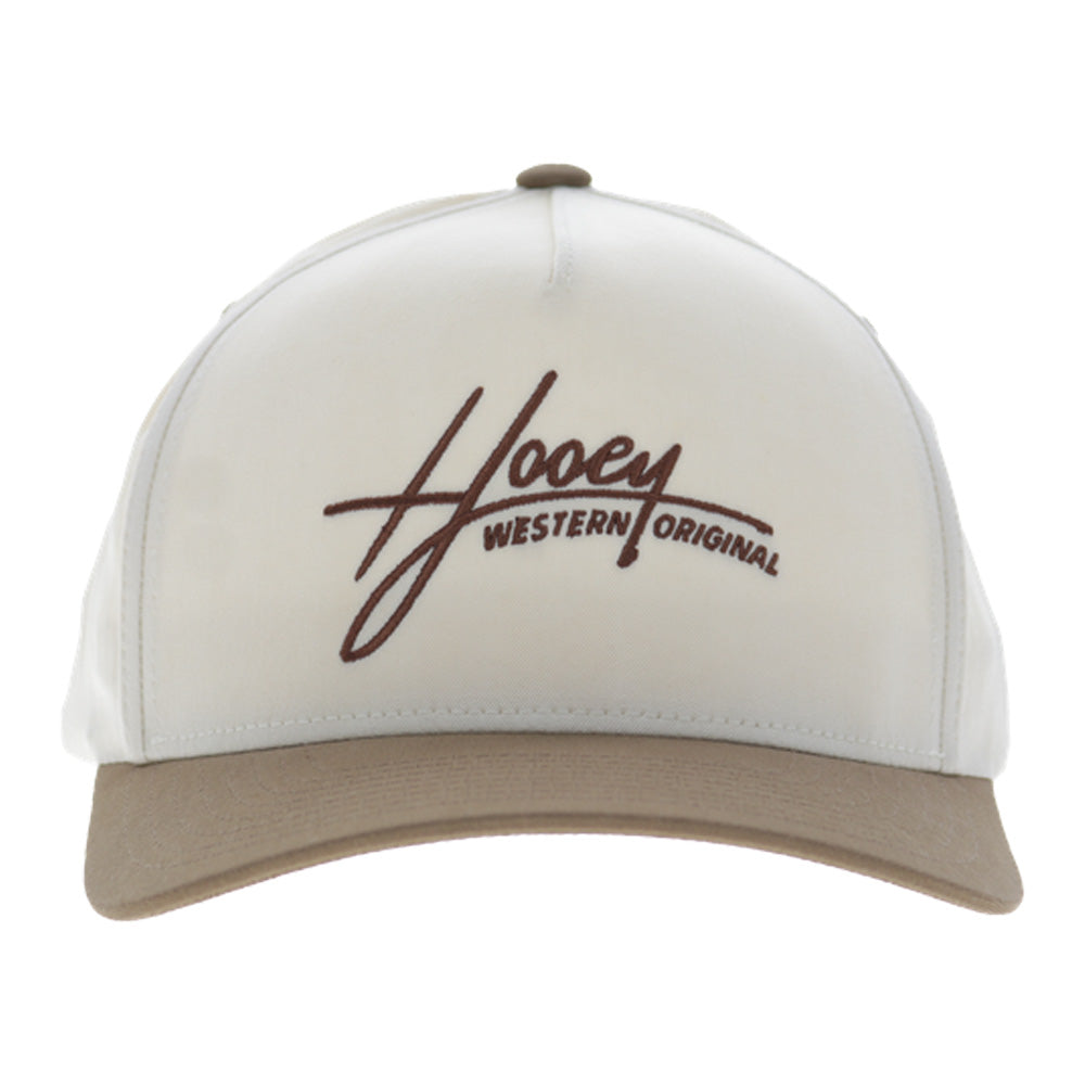 Hooey Mark Out Snapback Hat, Cream/Brown – front