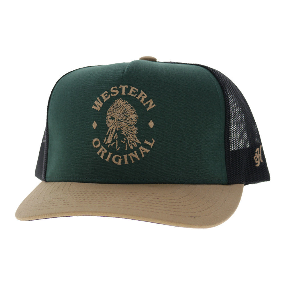 Hooey Quanah Trucker Hat, Green/Black – 3-4 front