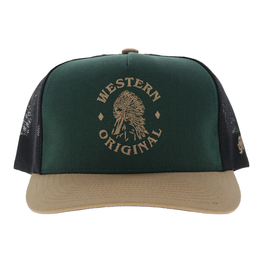 Hooey Quanah Trucker Hat, Green/Black – front