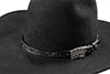 3D black 5/8 inch hat band with floral embossing and ace of cards buckle.