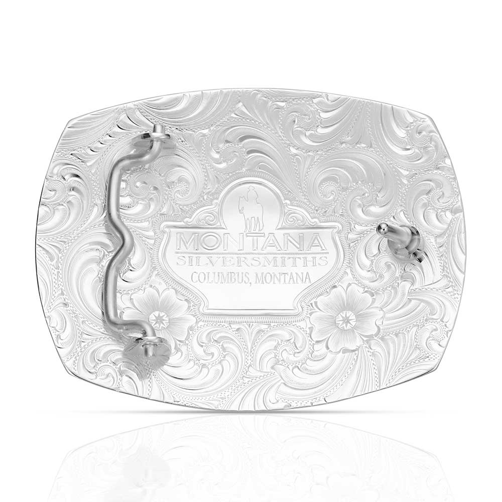 Montana Silversmiths Southwest Scroll Buckle with Buffalo Skull