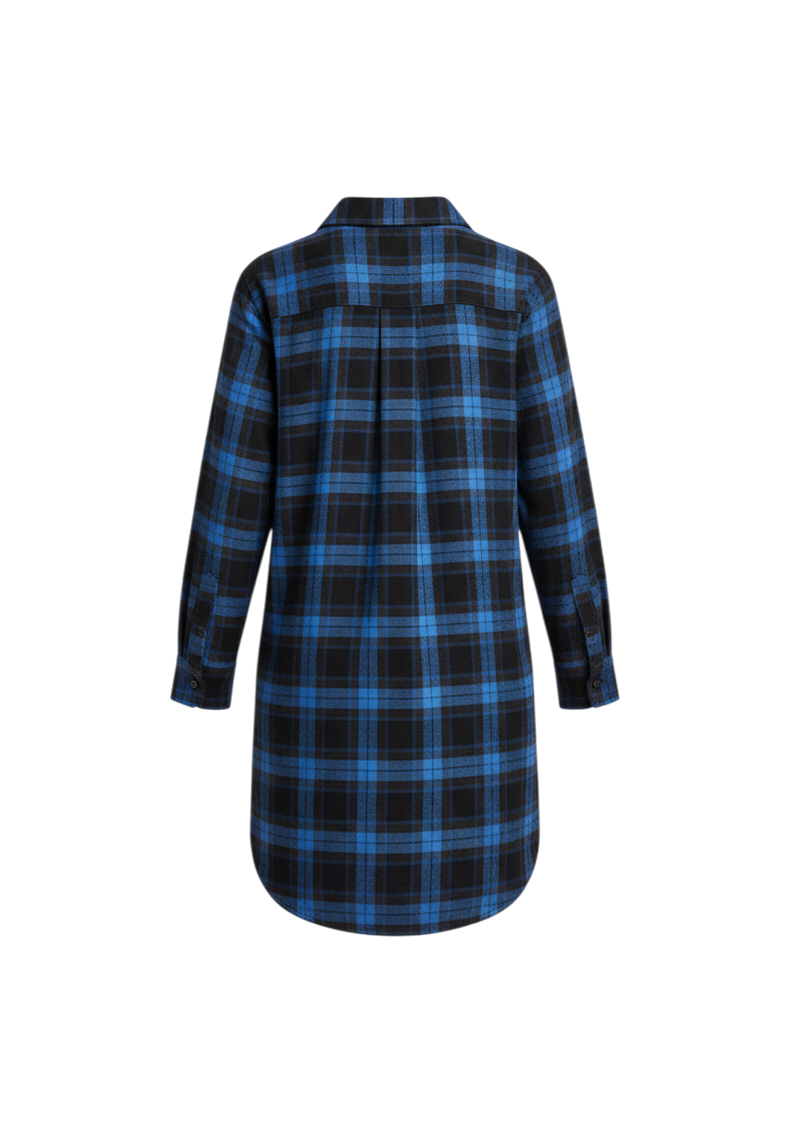 Stetson Women's Wool Blue/Brown Plaid Shirt Jacket – back, flat lay