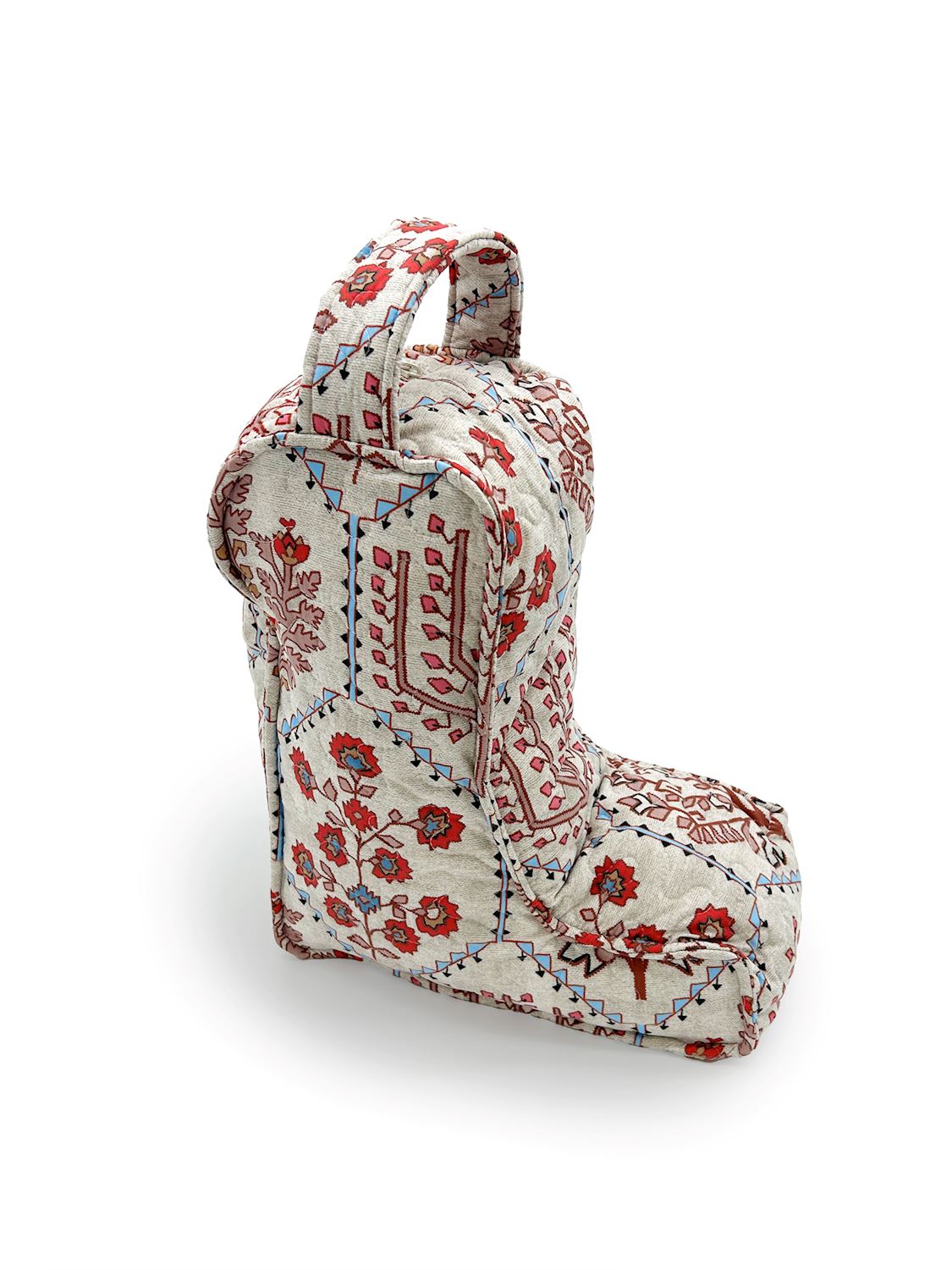 Ida Mae Home Tavi sand boot bag, detail view of the quilted cotton fabric.