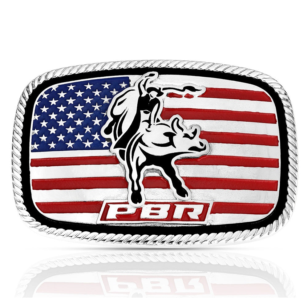 Montana Silversmiths America Loves Bull Riding PBR Buckle