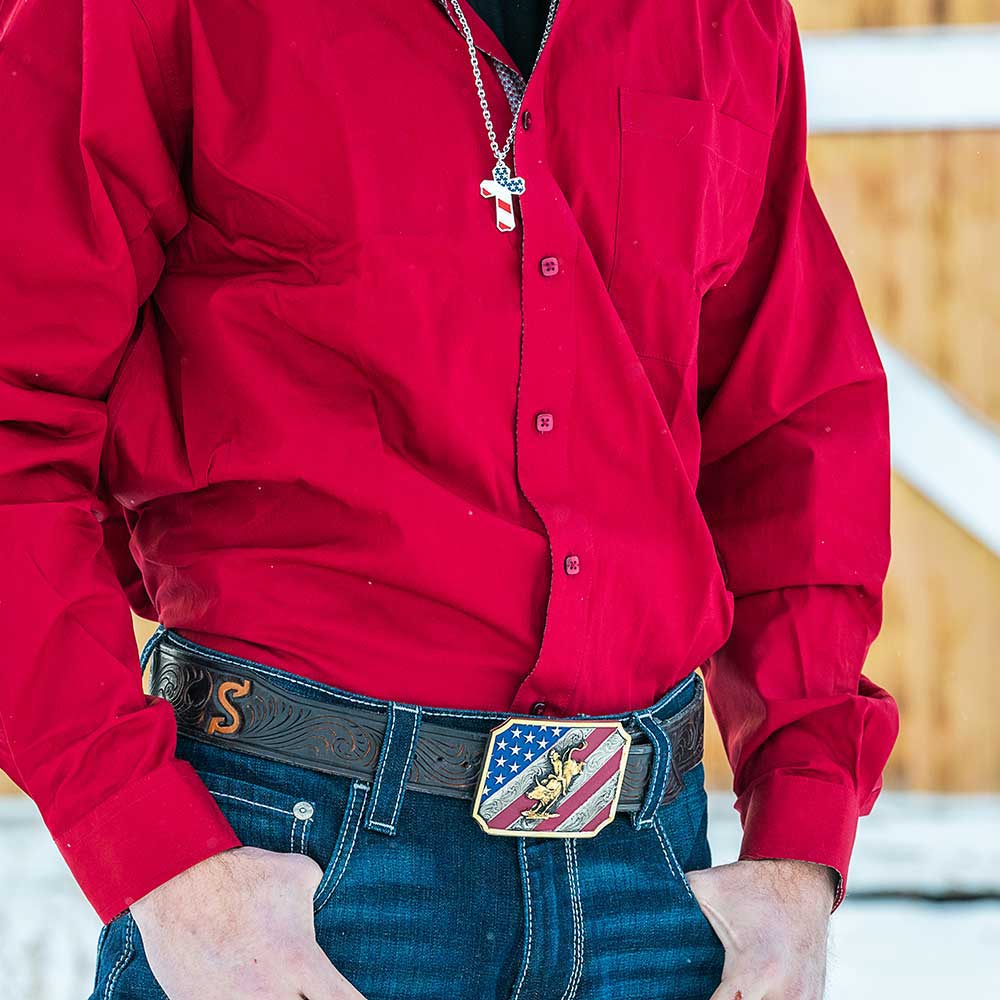 Montana Silversmiths Patriot Bull Rider Attitude Belt Buckle