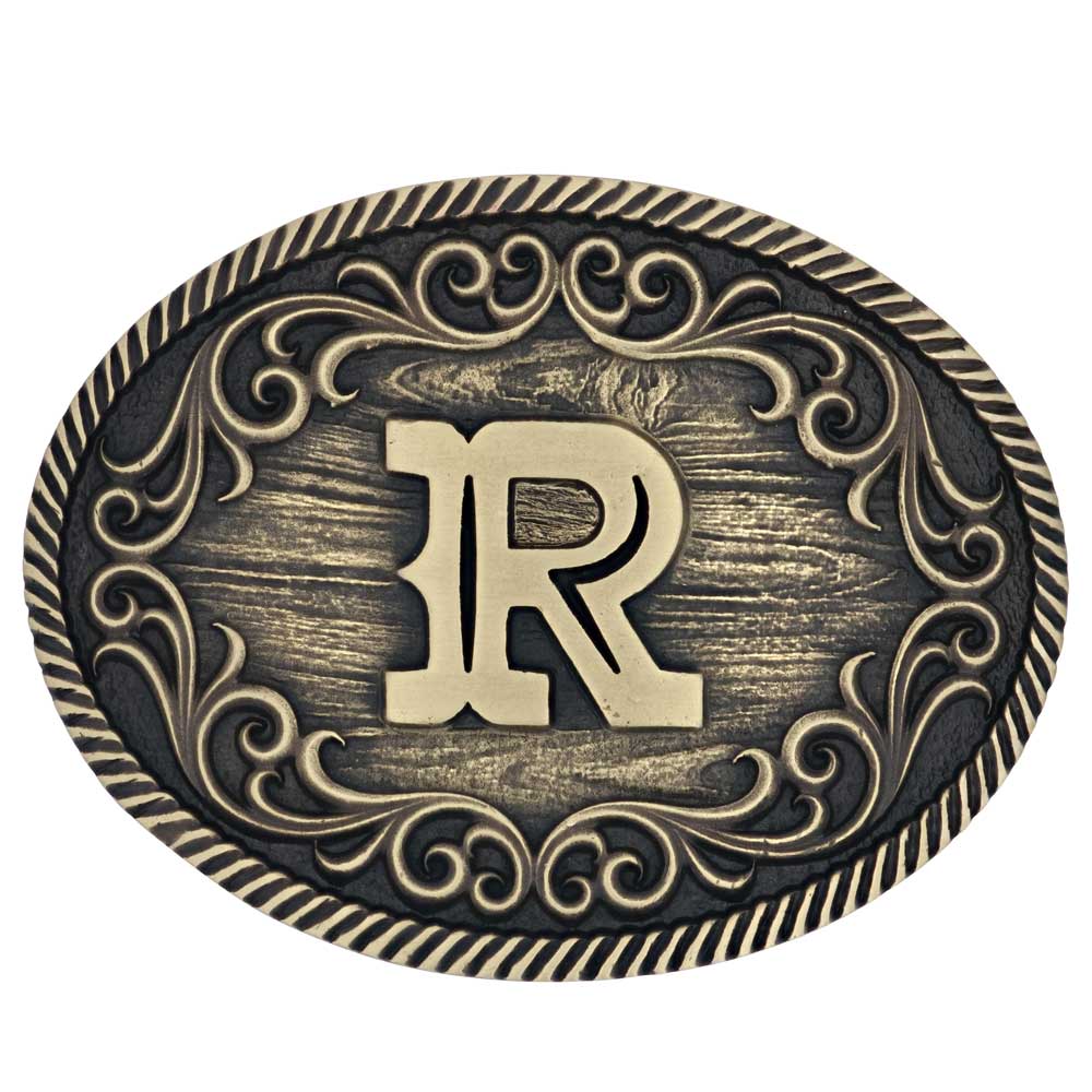 Montana Silversmiths Filigree Initial R Attitude Belt Buckle