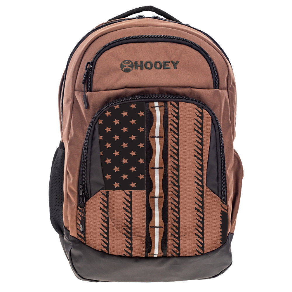 Hooey Ox Backpack, Brown/Black Flag – front