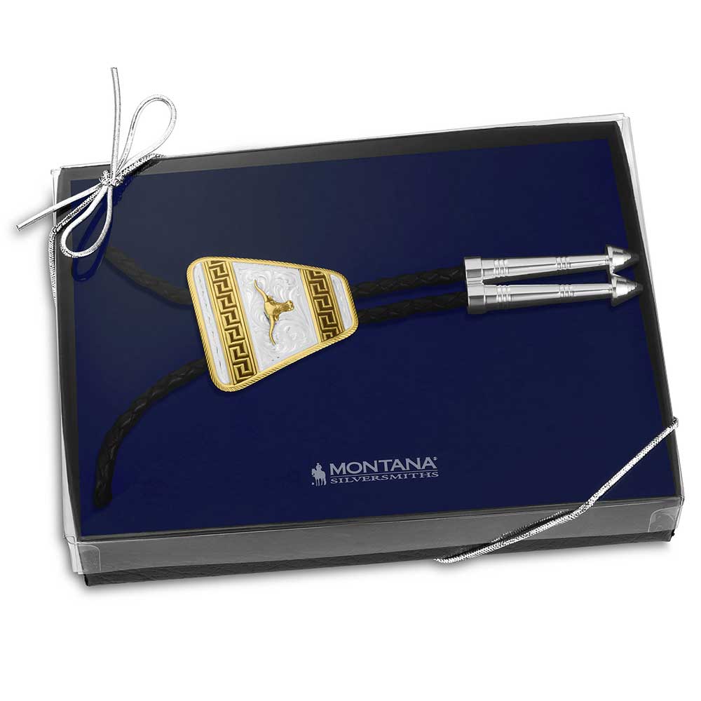 Montana Silversmiths Honor and Grit Bolo Tie with Longhorn