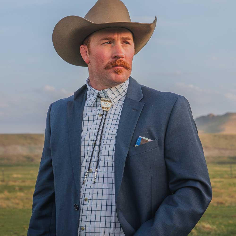 Montana Silversmiths Honor and Grit Bolo Tie with Longhorn