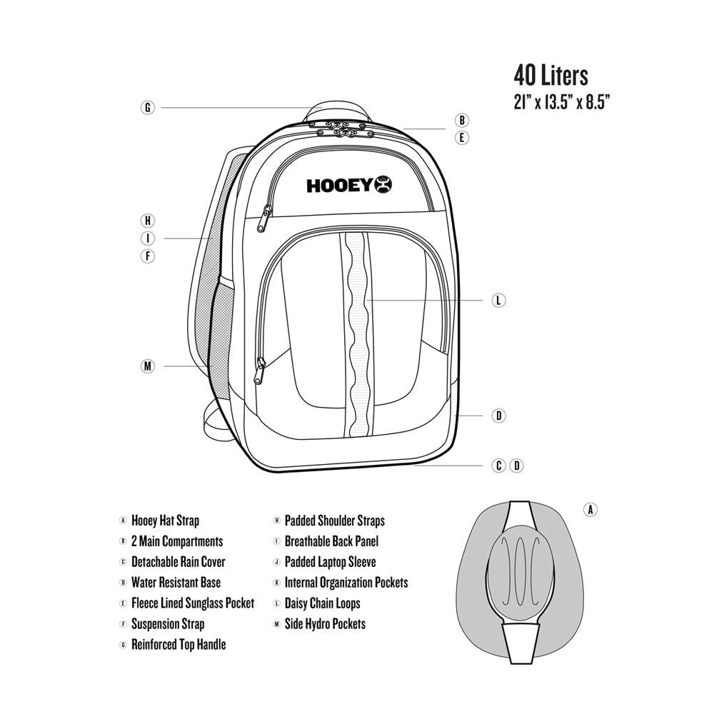 Hooey Ox Backpack, Brown/Black Flag – size diagram