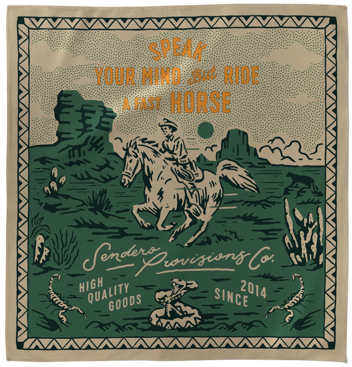 Sendero Provisions Co. Fast Horse Bandana - Green - front