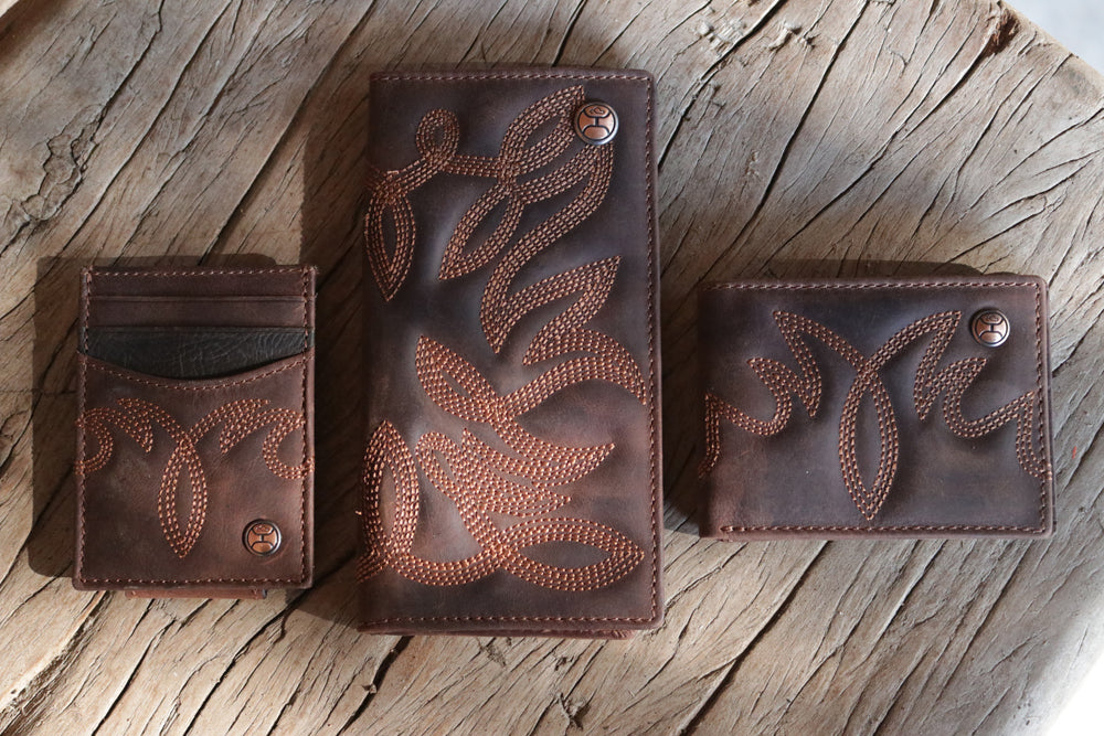 Hooey Men's Wyatt Money Clip Wallet, Brown – lifestyle with matching wallets