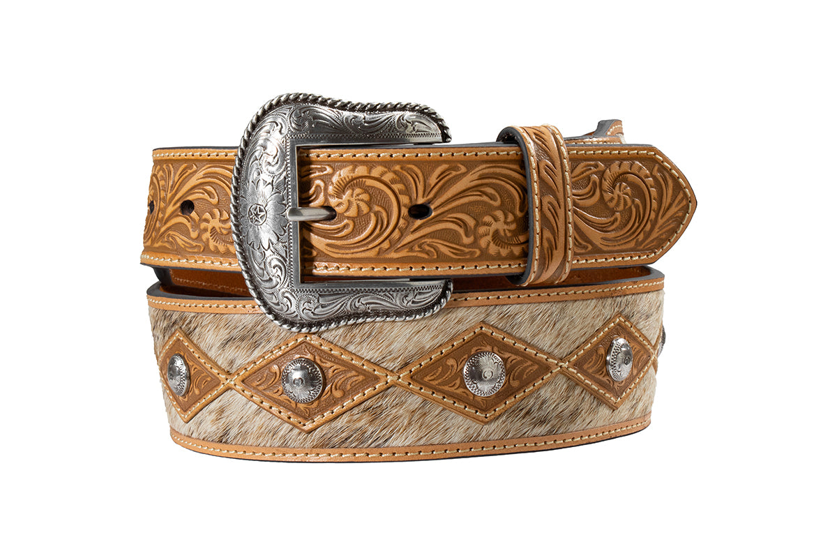 Nocona Mens Tan N210010608 Diamond Overlay Belt - view 1