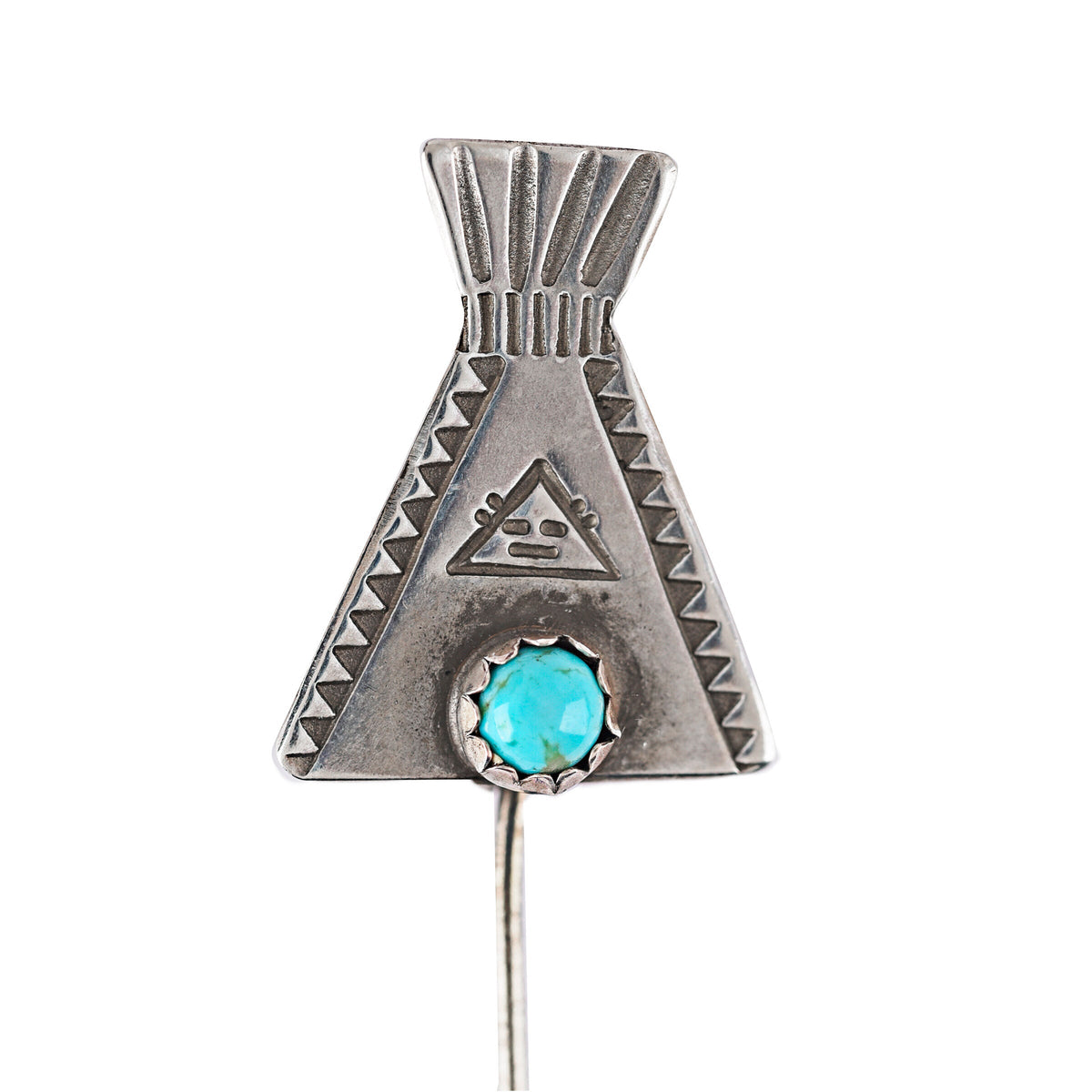 Peyote Bird Joe Eby Turquoise Little Tipi Stick Pin – front