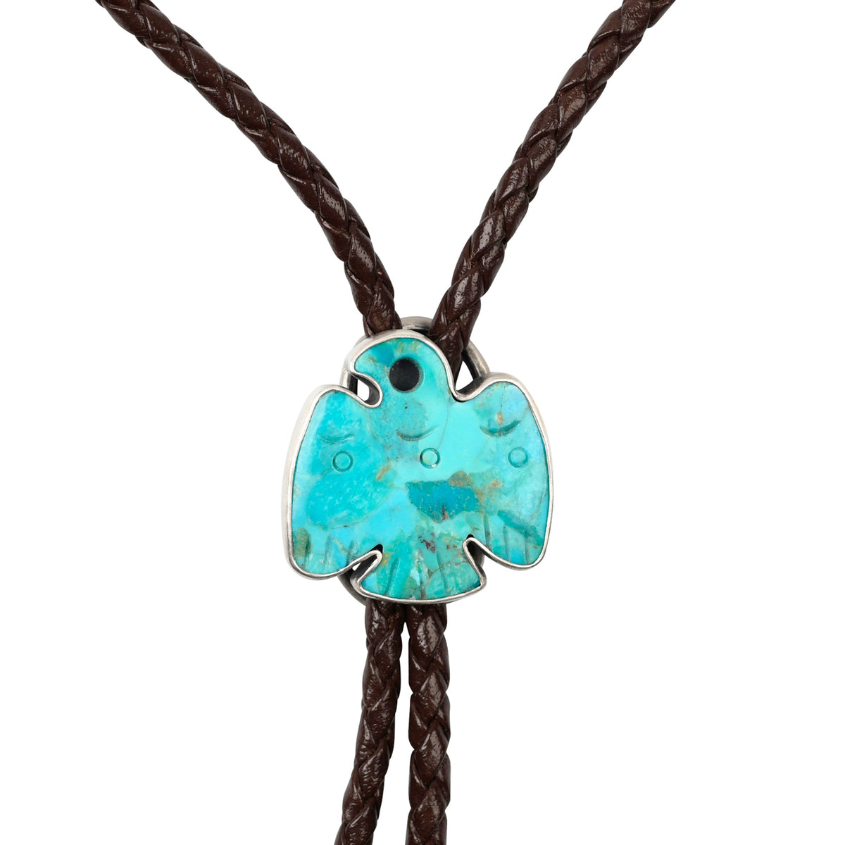 Peyote Bird Avelina Turquoise Thunderbird Bolo Tie – front