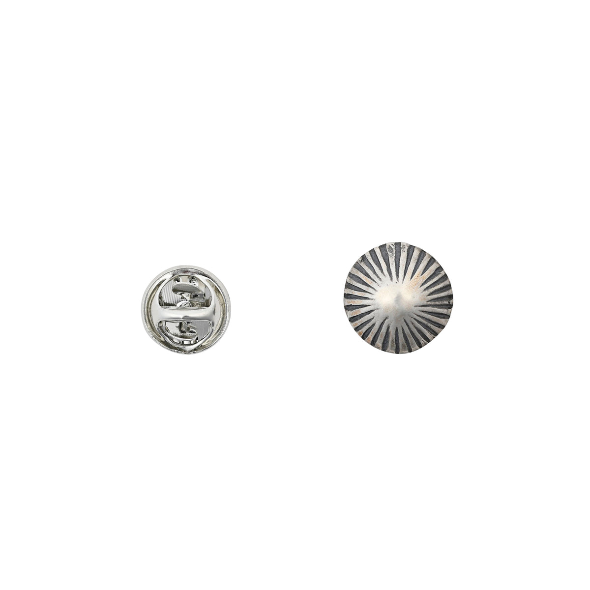 Peyote Bird Sundown Bloom Hat Tack, Sterling Silver – front and clutch back