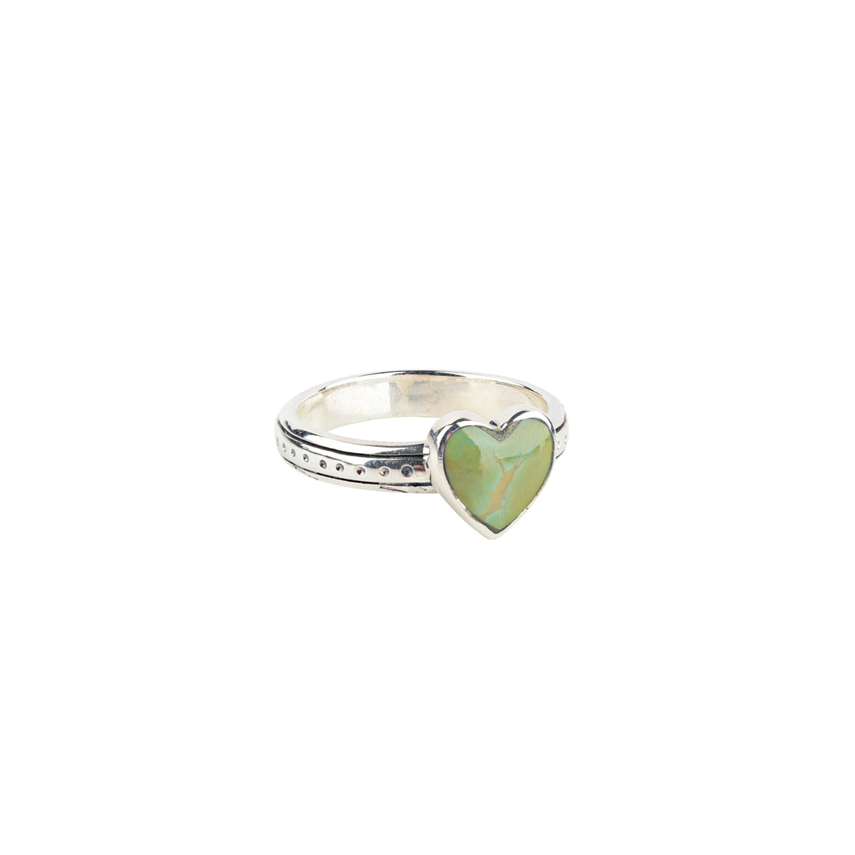 Peyote Bird Heart Ring, Green Turquoise – front