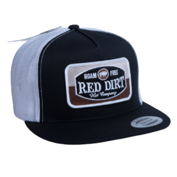Red Dirt Hat Co. Roam Free cap in black with white mesh back and Roam Free patch