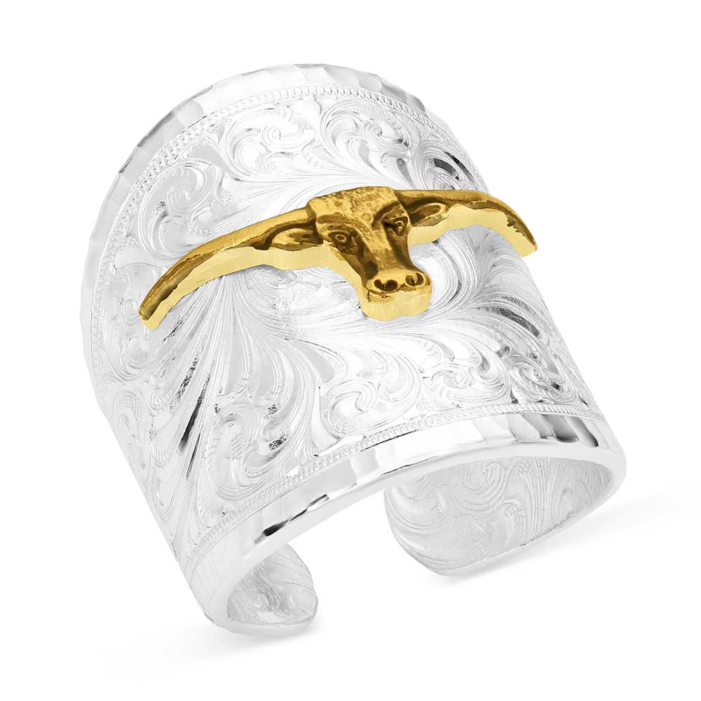 Montana Silversmiths Out West Ring with Longhorn