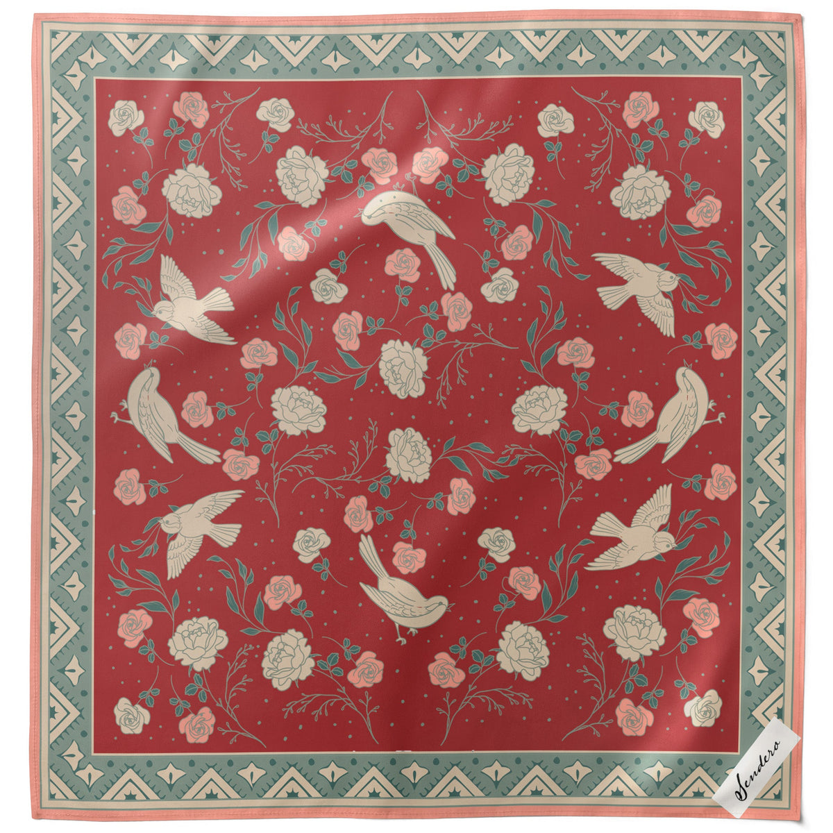 Sendero Provisions Co. Rose Dove Bandana Scarf - Red/Teal - front