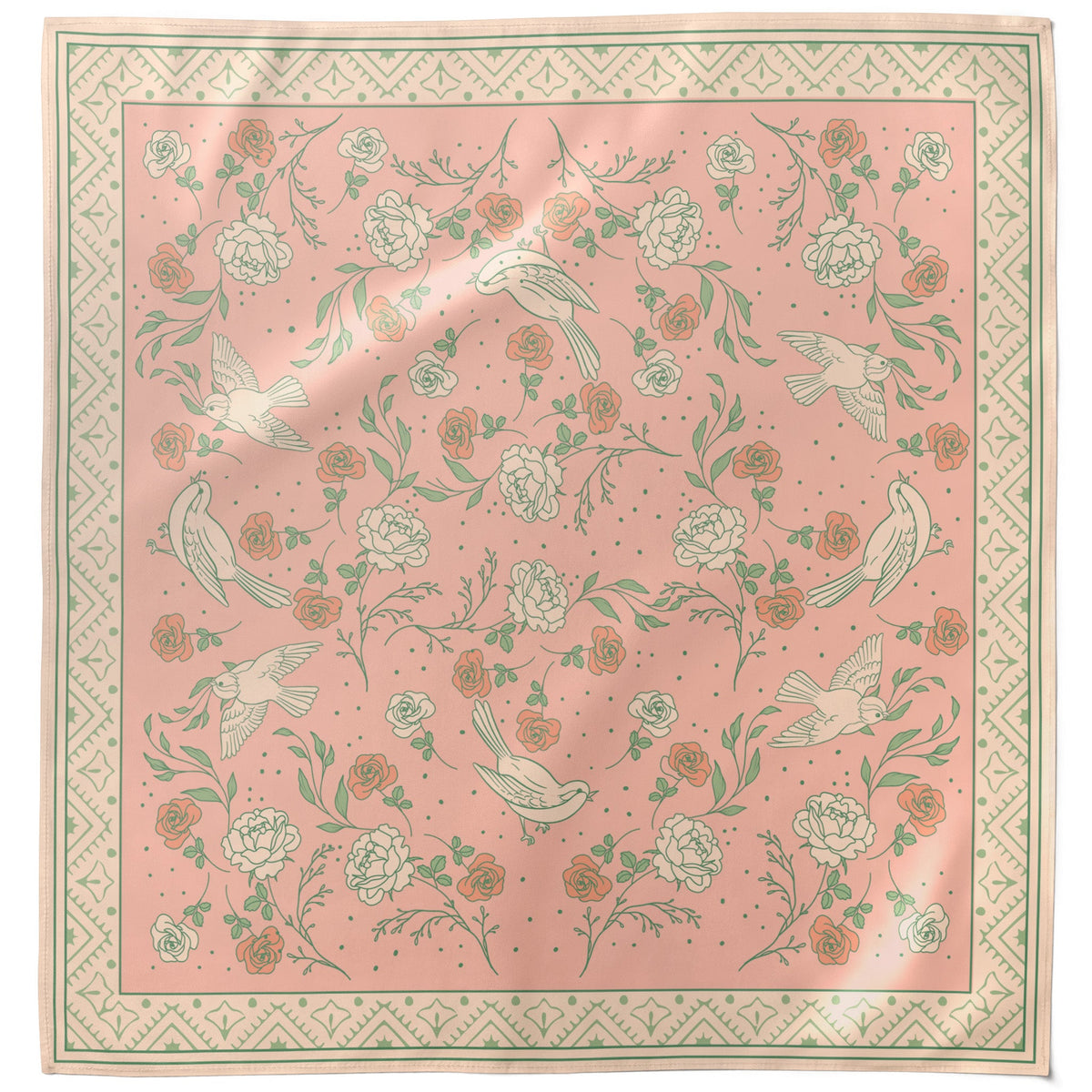 Sendero Provisions Co. Rose Dove Bandana Scarf - Pink/Cream - front