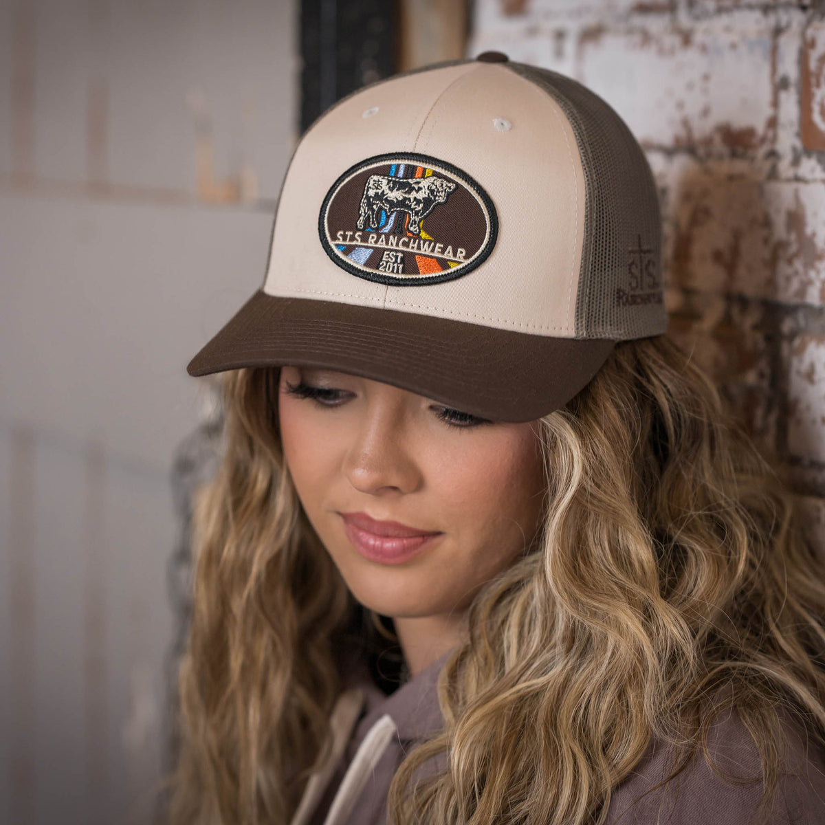 STS Ranchwear Oval Bull Patch Cap, Tan/Loden/Brown – lifestyle