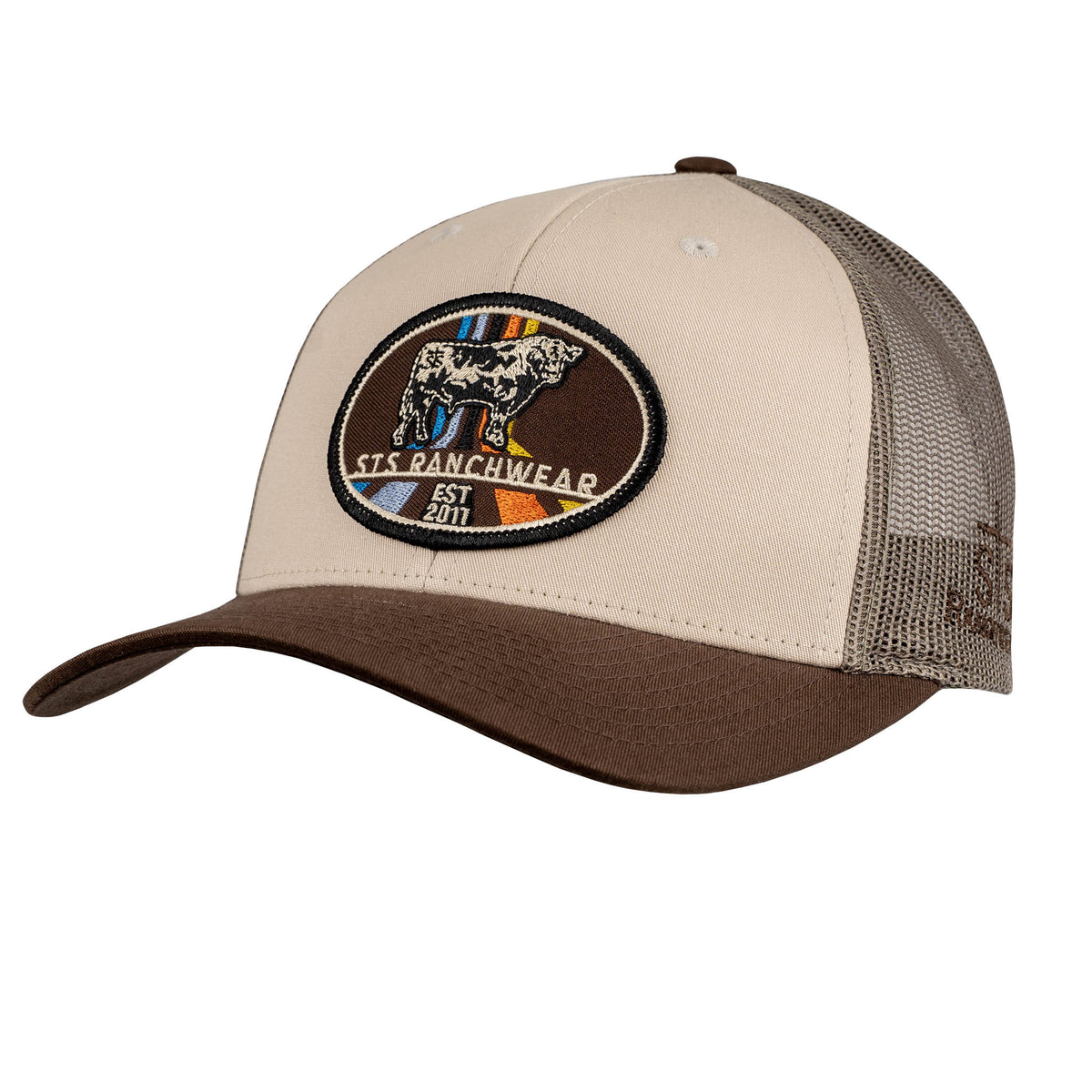 STS Ranchwear Oval Bull Patch Cap, Tan/Loden/Brown – 3-4 front