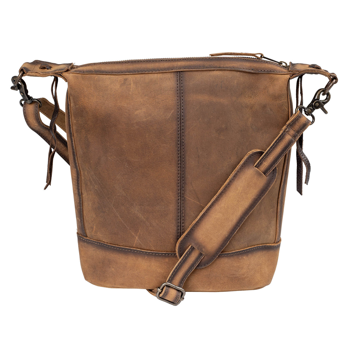 STS Ranchwear Women's Cowhide Mail Bag Crossbody, Black and White Hair-On – back