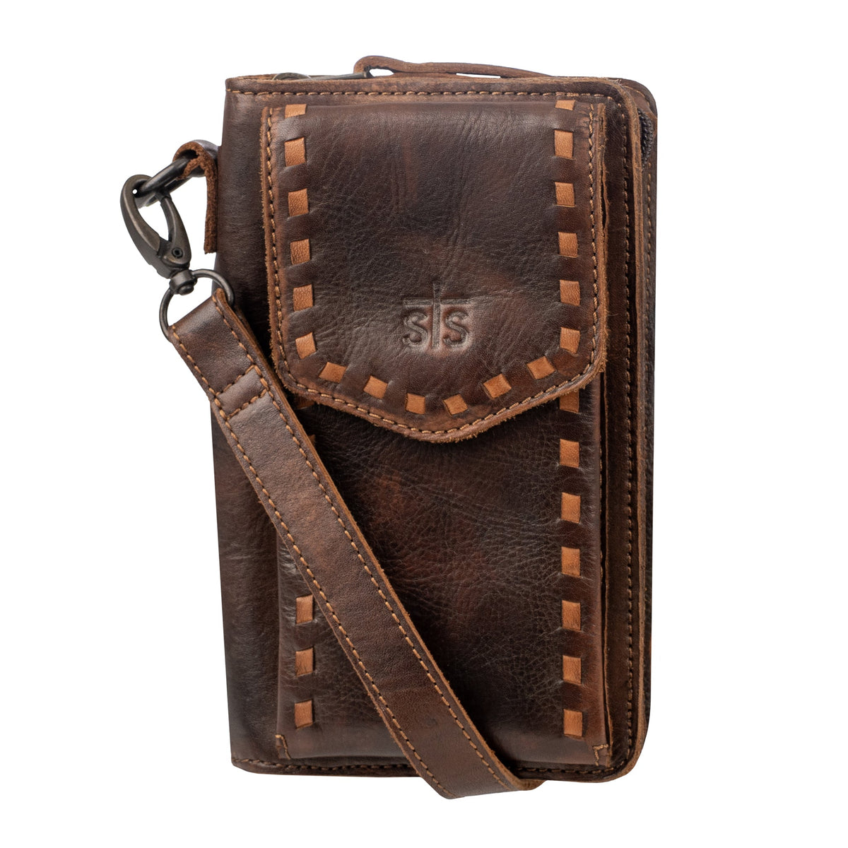 STS Ranchwear Women's Bandera Quickdraw Crossbody Wallet, Chocolate – front
