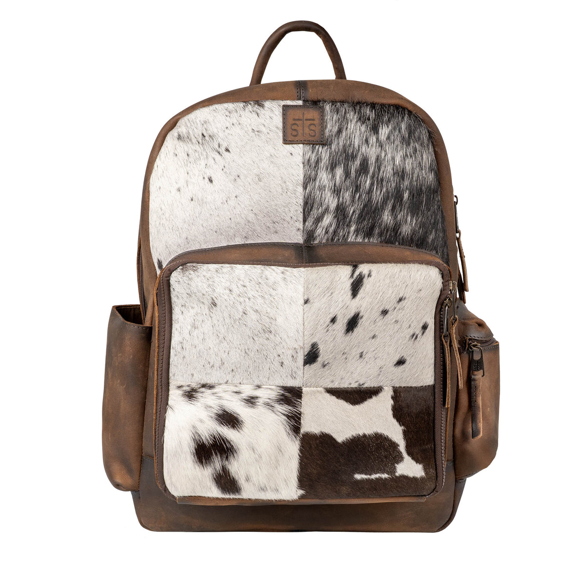 STS Ranchwear Cowhide Whitness Backpack, Brown – front
