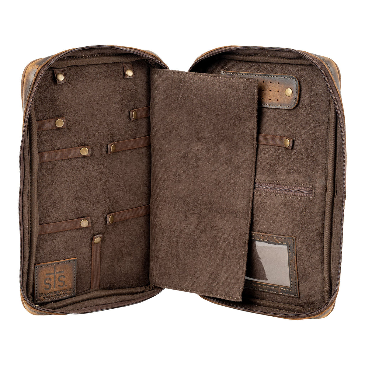 STS Ranchwear Women's Cowhide Squash Jewelry Case – open inside detail