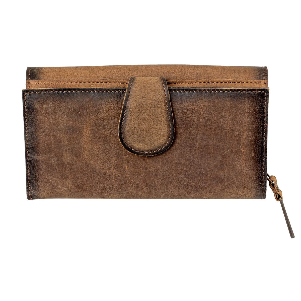 STS Ranchwear Women's Baroness Trifold Wallet, Tan – back with snap tab