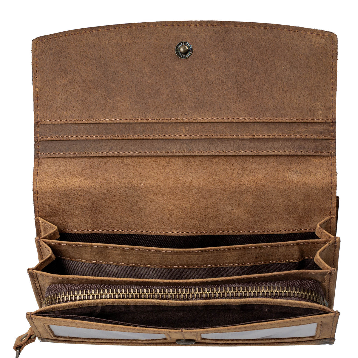 STS Ranchwear Women's Baroness Trifold Wallet, Tan – inside, open pockets