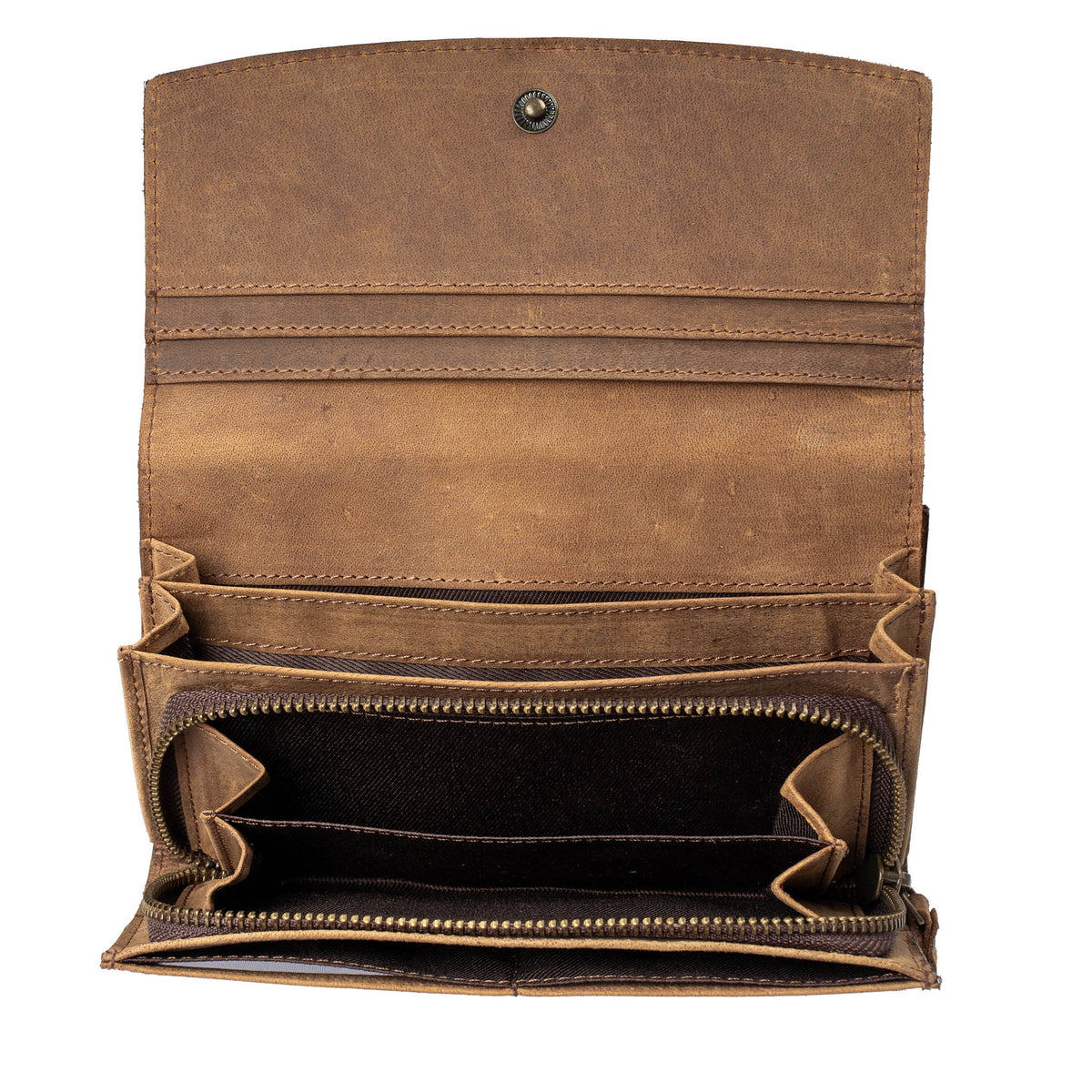 STS Ranchwear Women's Baroness Trifold Wallet, Tan – inside, zip compartment