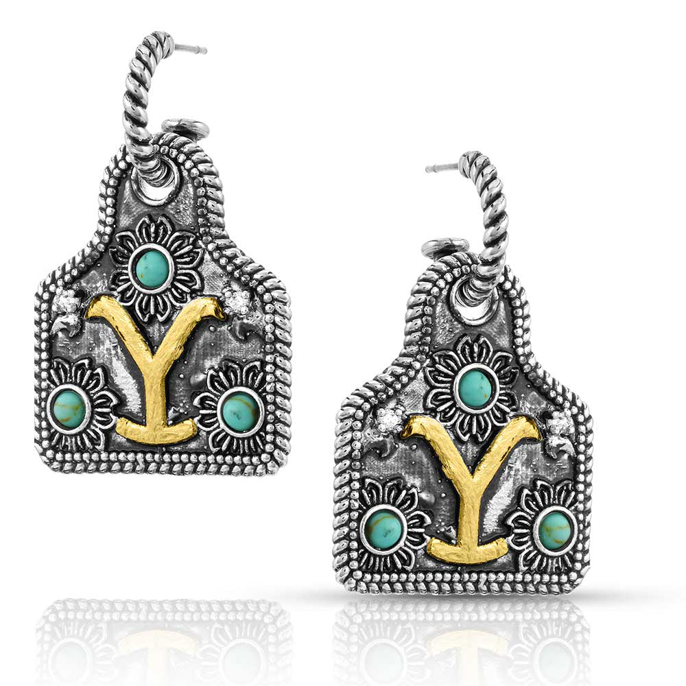 Montana Silversmiths Dutton Family Y Brand Cow Tag Earrings